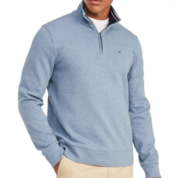 Tommy Hilfiger Mens Blue Quarter Zip Sweater - Picture 1 of 1
